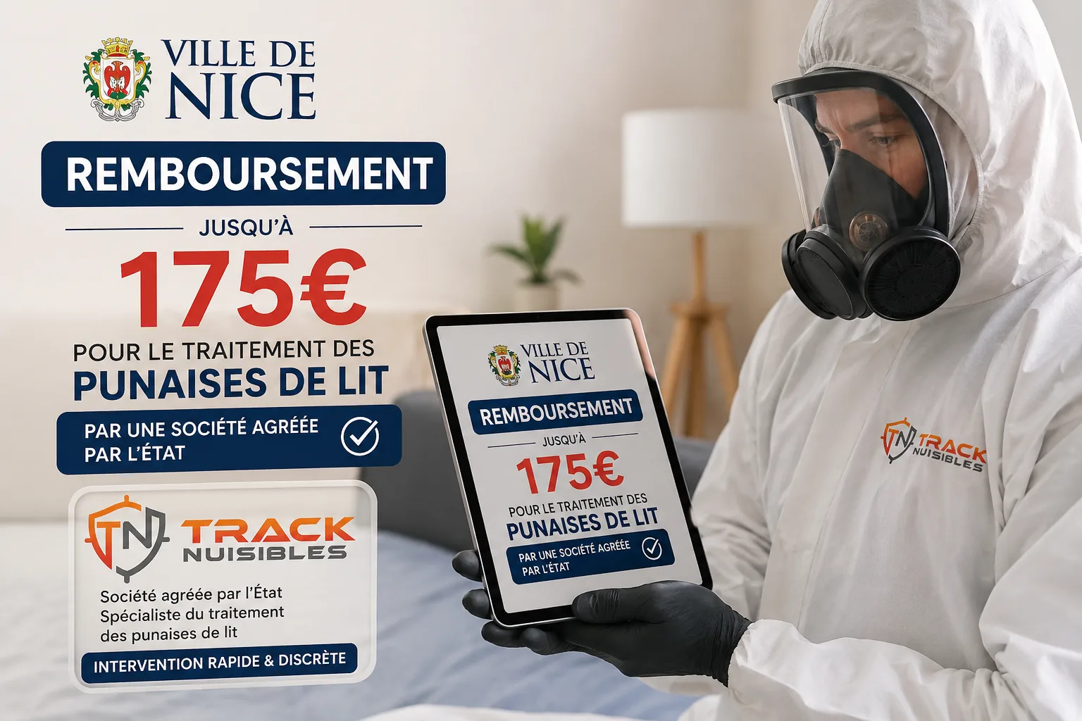 Ville de Nice : remboursement jusqu’à 175 € pour le traitement des punaises de lit par une société agréée par l’État